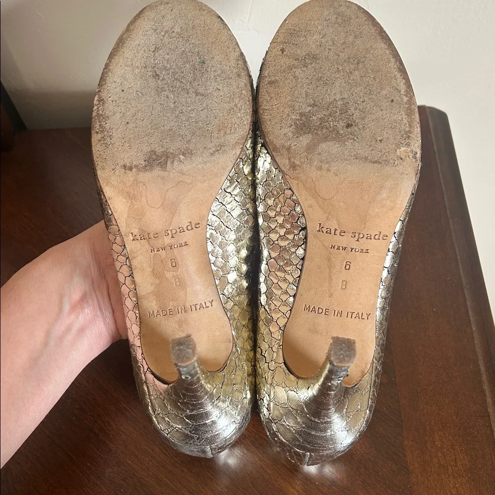 Kate Spade Karolina Python Embossed Leather Metallic Heels - Picture 9 of 10